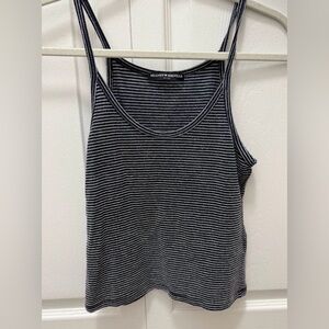 Brandy Melville Navy and White Striped Tank Top